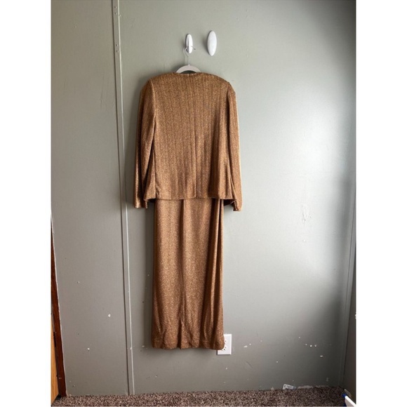 Alex Evenings Gold Bronze Shimmer Evening Gown 2 Piece Set Wedding Event - 8 - Picture 6 of 9